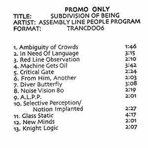 Assembly Line People Program - Subdivision Of Being flac download